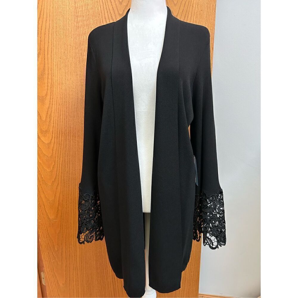 🆕 Red brand black open front cardigan size L BIN Q